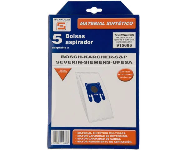 SACO D'ASPIRATEUR SYNTHÉTIQUE BOSCH 5 UNITÉS