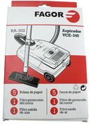 Bolsas aspirador M18804449 kit 5 bolsas y filtros para Fagor VCE-340 vista frontal