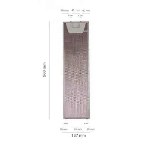 Filtro metálico izquierdo campana extractora Teka TL1-62 61874022 13,7 x 50,0cm